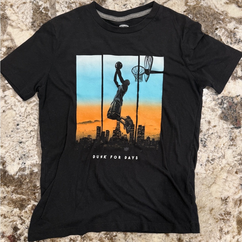 Old Navy Black Tee with Basketball Graphic